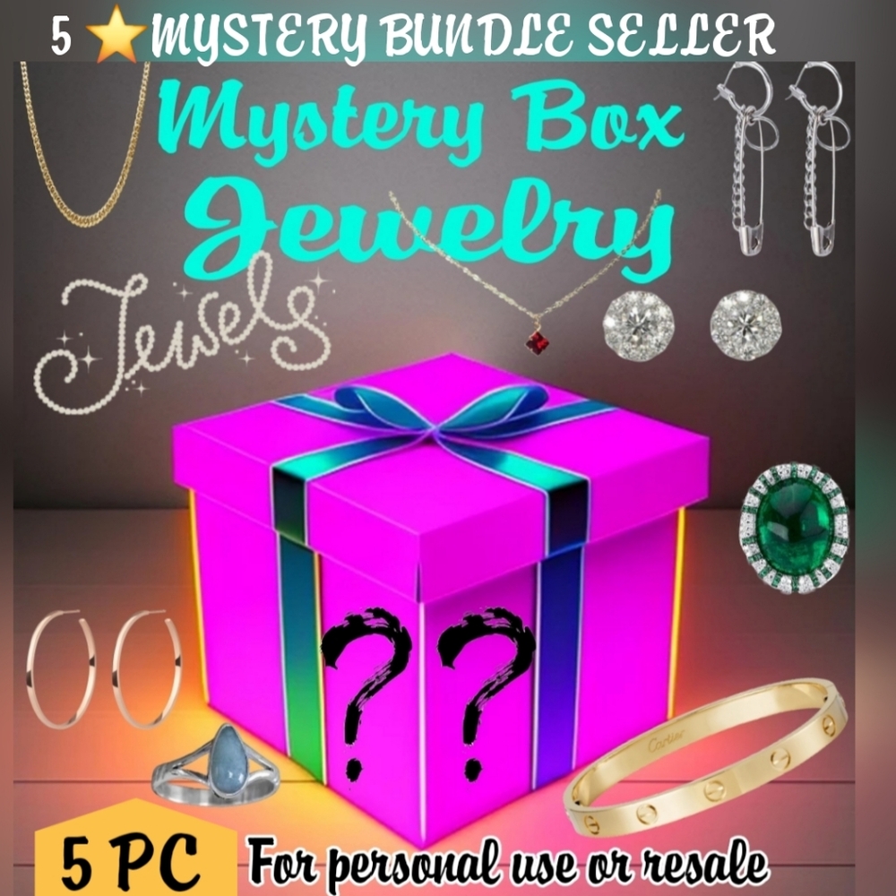 5 pc Bundle of Jewelry. Earrings, Necklaces, Rings+ 5☆ mystery bundle se…